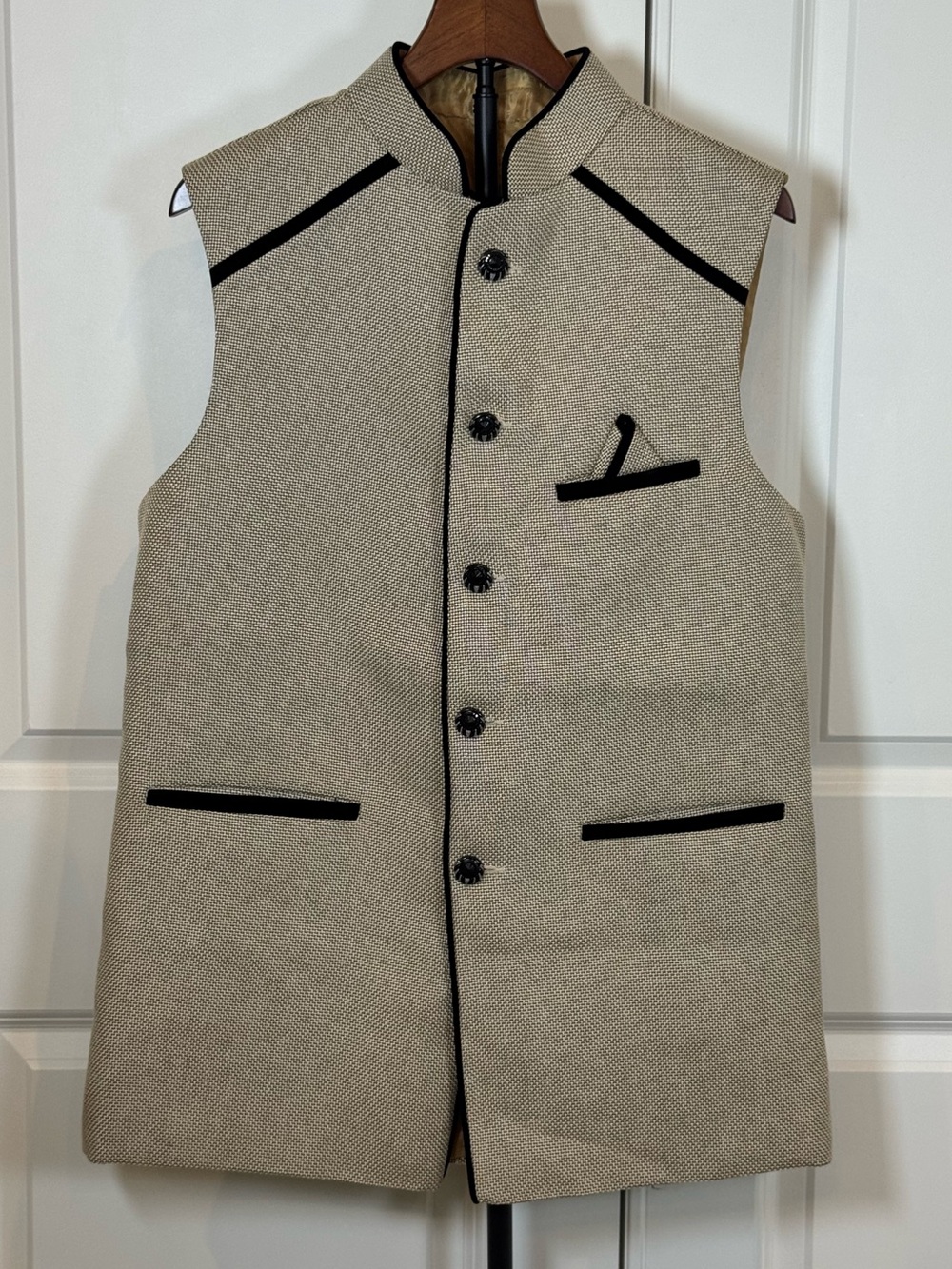Meeshi Nehru Bandi Modi Vest Mens 44 Indo Western Sherwani Wedding Jacket Indian